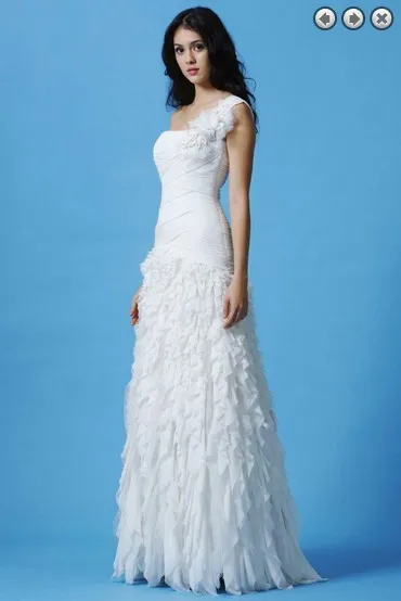 Robe de soiree новая мода 2016 свадебное платье для невесты белое на одно плечо с цветами