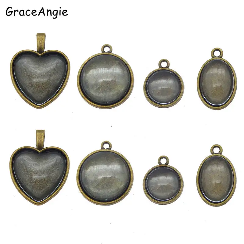GraceAngie 4 комплекта цинковый сплав античная бронза сердце Овальный смешанный лоток