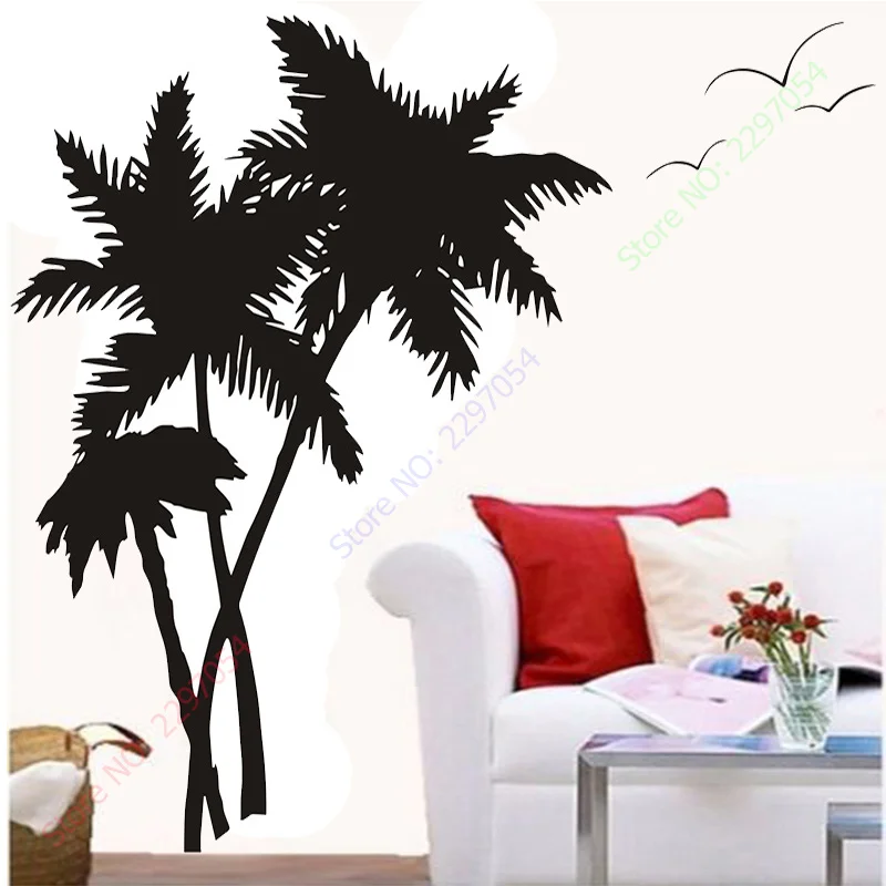 Бесплатная доставка, наклейка на стену «пальмовое дерево», «Чайка», «птицы», «океанская комната», «морские» 3 дерева
