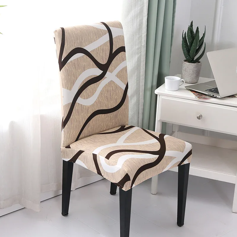 

Multifunctional Simple Geometric Chair Cover 4Pcs Spandex/Polyester Fabric Stretch Elastic Floral Border Chair Banquet Slipcover