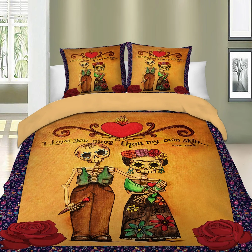 Cute Skull Lover Bedding Set Single Double Duvet Cover With Pillowcases Twin Full Queen King Home Bedclothes For Adult | Дом и сад