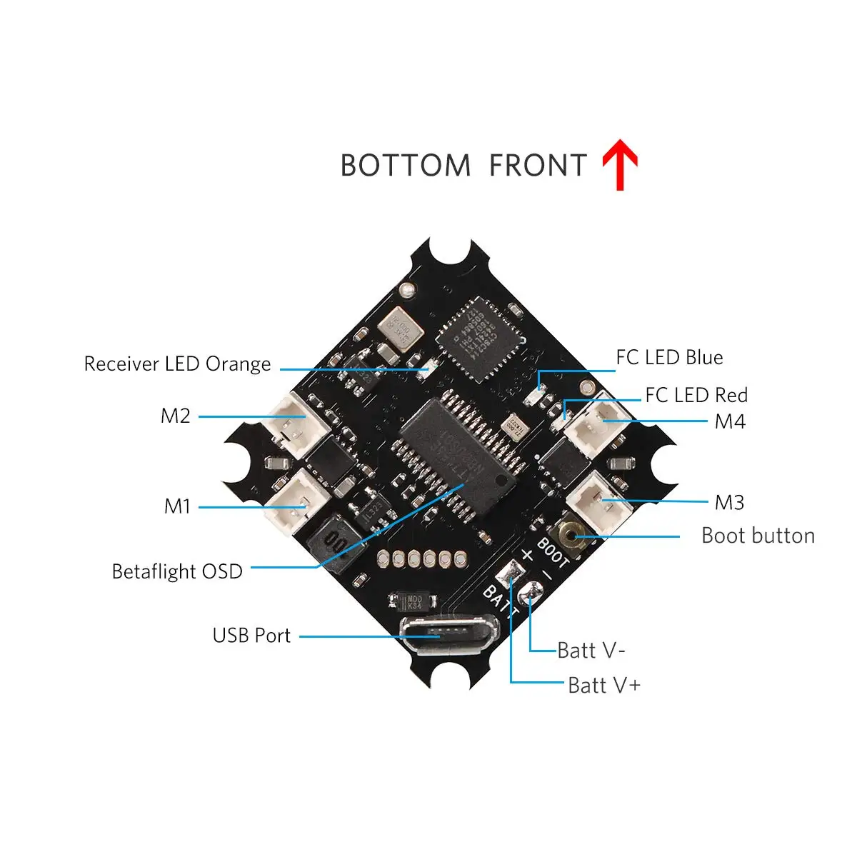 BETAFPV F4 FC 1S Матовый Контроллер полета DSMX/Frsky приемник ESC OSD Смарт аудио для крошечных