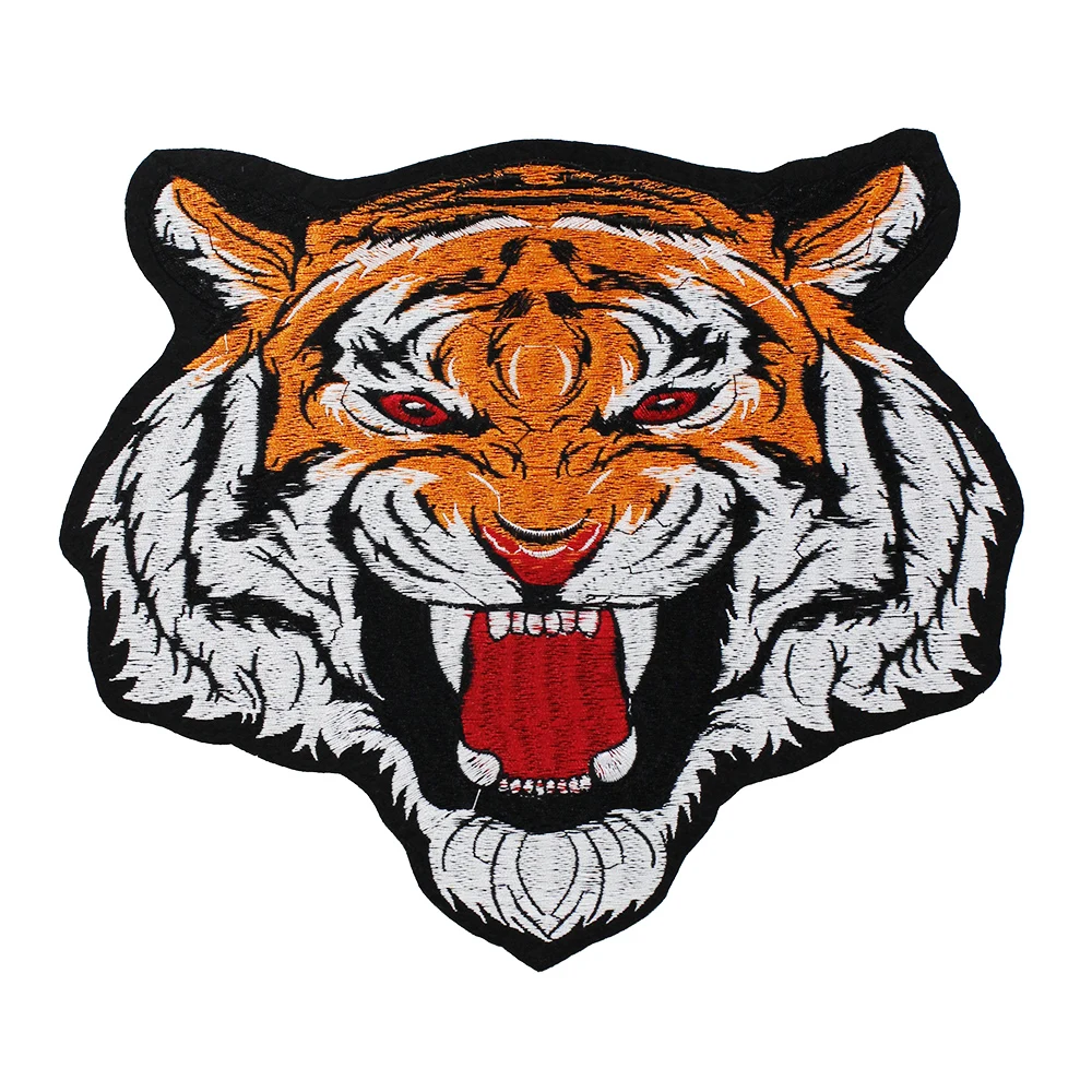 

10pieces Large Tiger Head Fabric Patches Embroidery Applique Repair Iron on Badges Clothes Decorated Sewing Accessories TH987