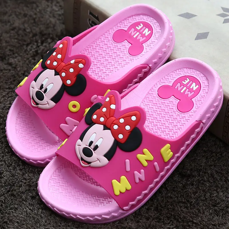 D Натуральная disney детская сандалии и шлепанцы новые летние 5765 с Микки и Минни, не скользящая ПВХ тапочки с персонажами из мультфильмов; европейские размеры 24-35 - Цвет: D
