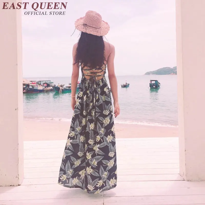 Женское пляжное платье туника с открытой спиной и цветочным принтом|sea dress|tunic