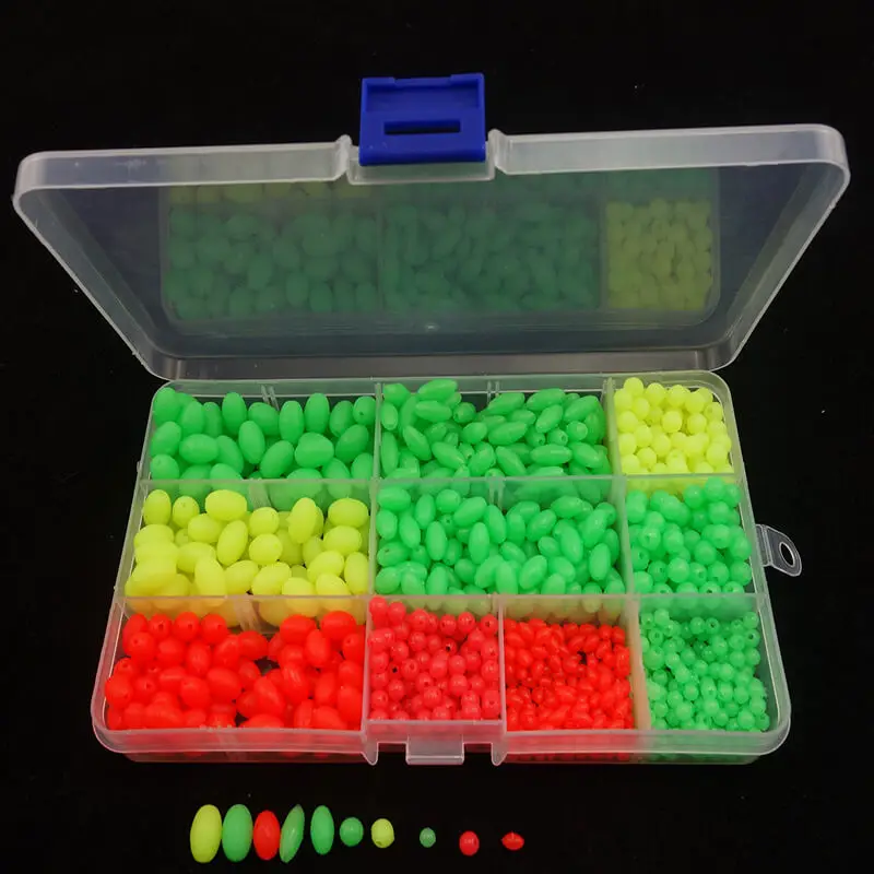 1000pcs/box Plastic Beads Oval/Round Hard Fishing Lure Hook Bait Tackle Eggs Box Saltwater Freshwater Attract | Спорт и развлечения