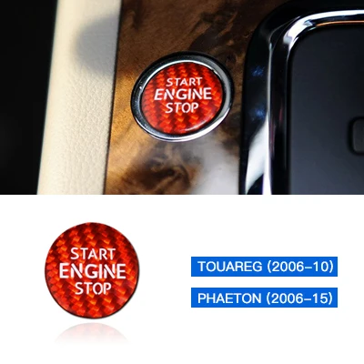Red Carbon 1pcs Airspeed для Volkswagen Touareg Phaeton аксессуары для VW Touareg наклейка s VW Phaeton углеродное волокно двигатель кнопка запуска наклейка - Название цвета: Red Carbon 1pcs