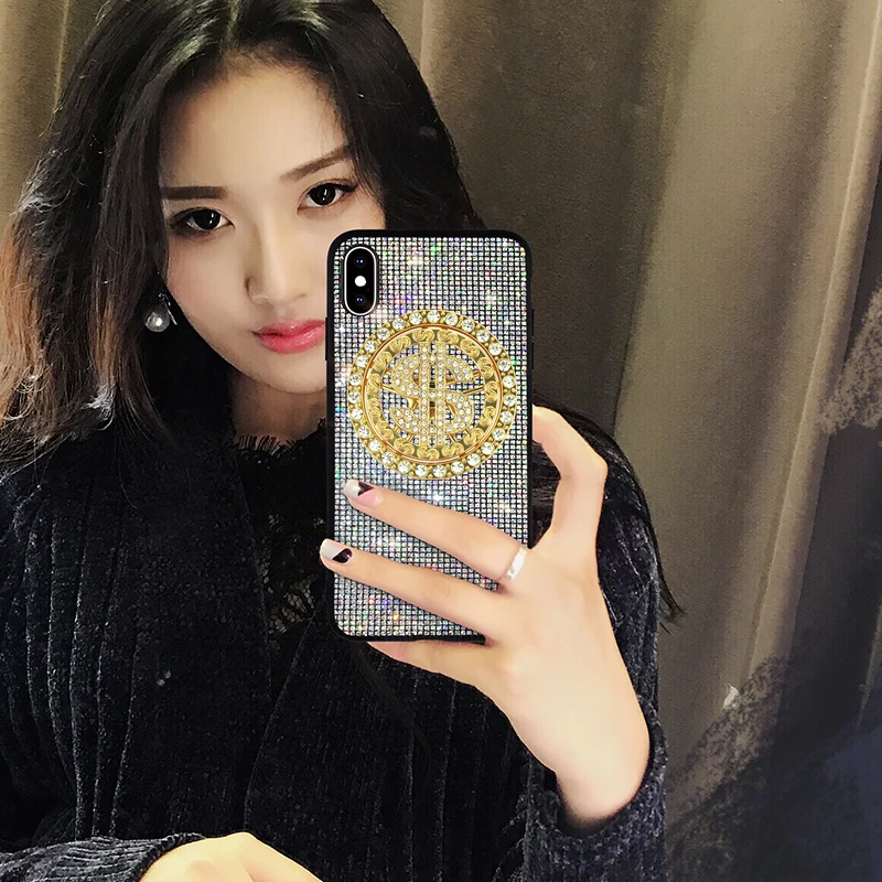 

Fashion 3d Turntable Compass Bling Girl Phone Cover Case For Iphone X Xs Max Xr 10 8 7 6 6s Plus Luxury Hard Case Coque Fundas