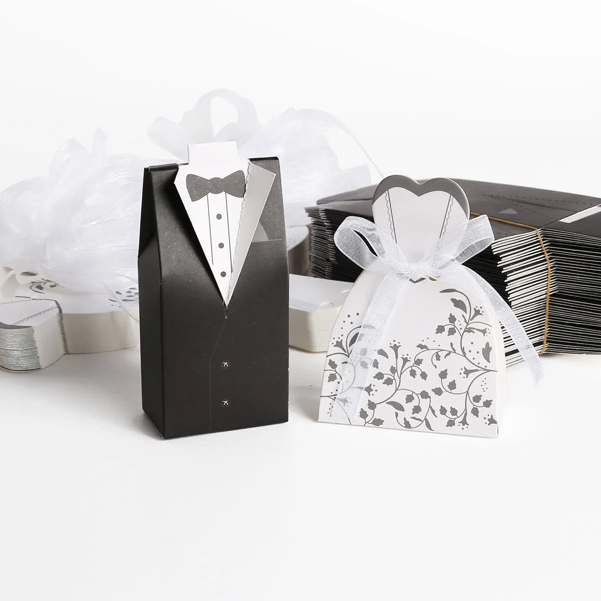 FLST 50 пар Черный Жених + белая невеста для свадьбы|bride groom|groom bridegrooming box |
