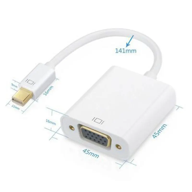 Мини DP к VGA адаптер Thunderbolt Mini DisplayPort кабель конвертер 1080P кабели для Macbook Pro Air