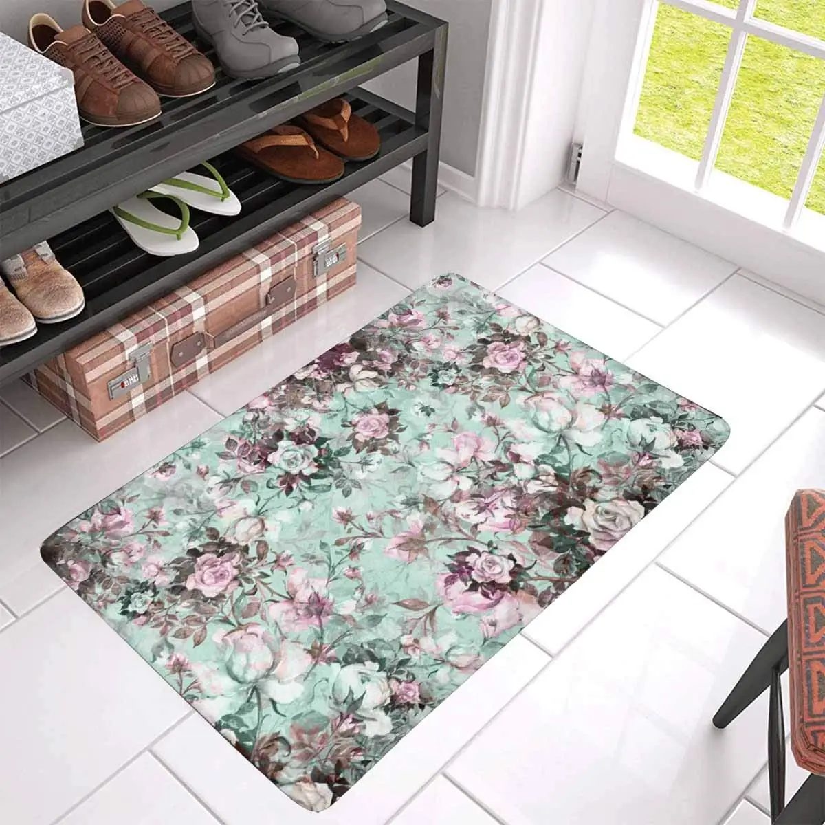 Акварель Красивый букет из роз цветы Anti-коврик дверь Home Decor крытый половик у двери