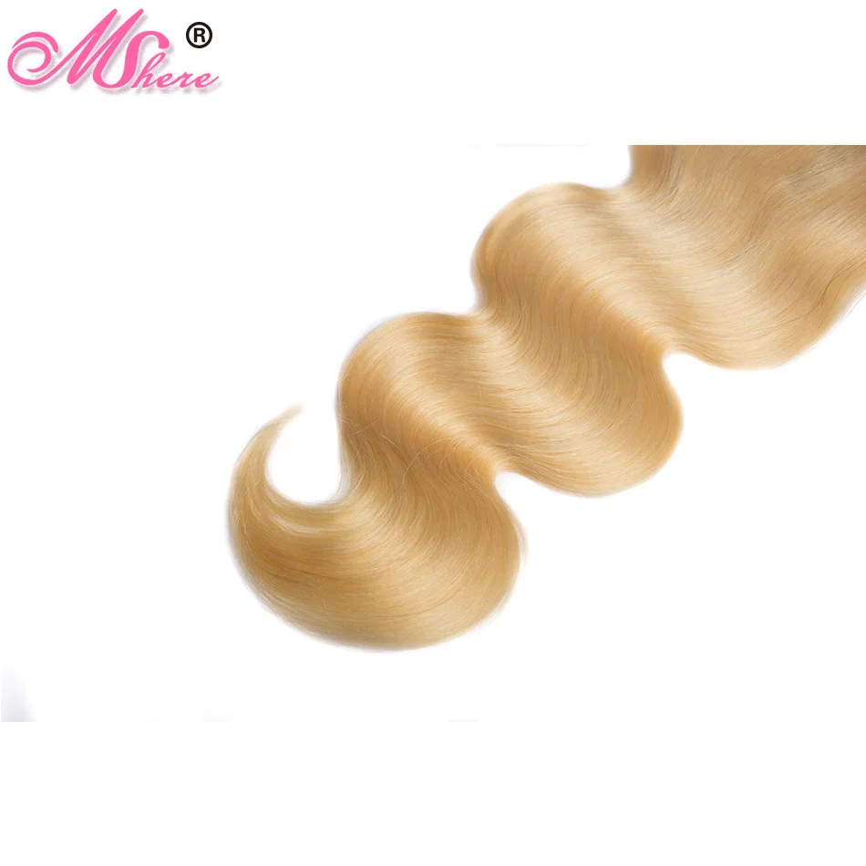 Mshere 613 блонд Кружева Закрытие тела Remy человеческих волос 4*4 перуанские закрытие
