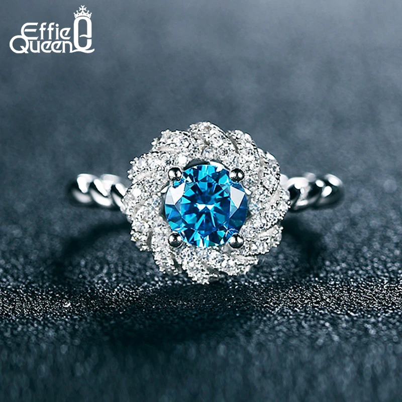 Женское кольцо Effie Queen с большим синим фианитом|Кольца для помолвки| |