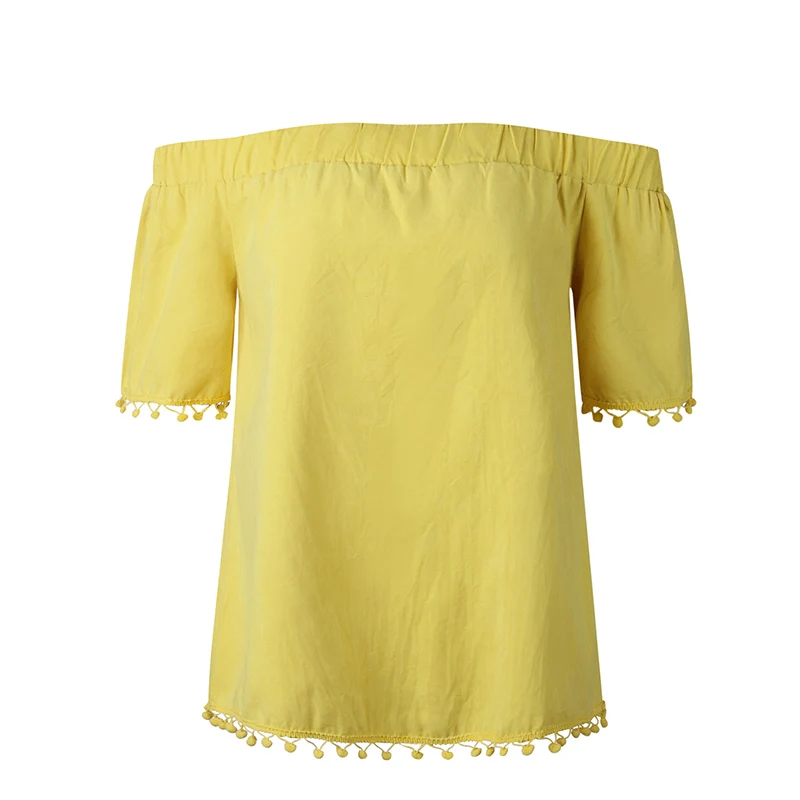 Women Shirt Fashion Slash Neck Short Sleeve Ladies Tops Casual Solid Summer Tees ADR193 |