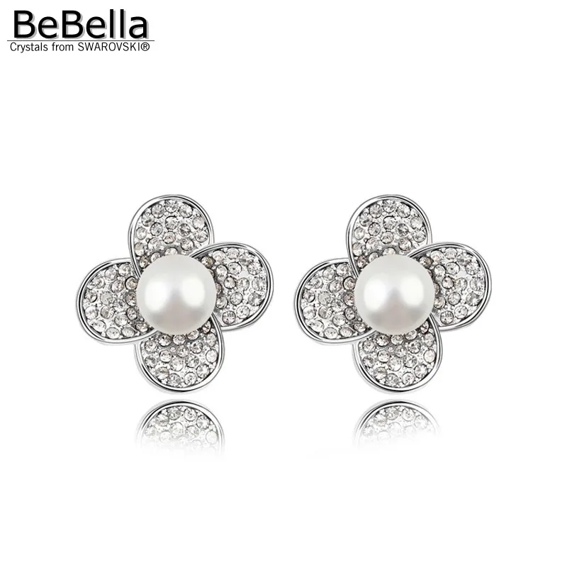 Женские серьги гвоздики с белым жемчугом и кристаллами|pearl earrings|earrings earringwomen pearl