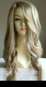 women's exquisite new Stylish long blonde wavy wig+cap+gift |