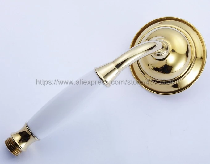 Лейка для душа из золотой латуни ручная с роскошной керамикой круглый смеситель