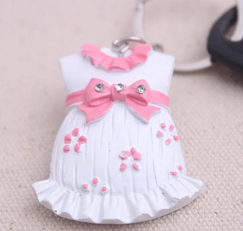 Baby Shower Favors and Gift Cute Clothes Key Chain Blue pink Themed Keychain for boy 100pcs/lot | Дом и сад