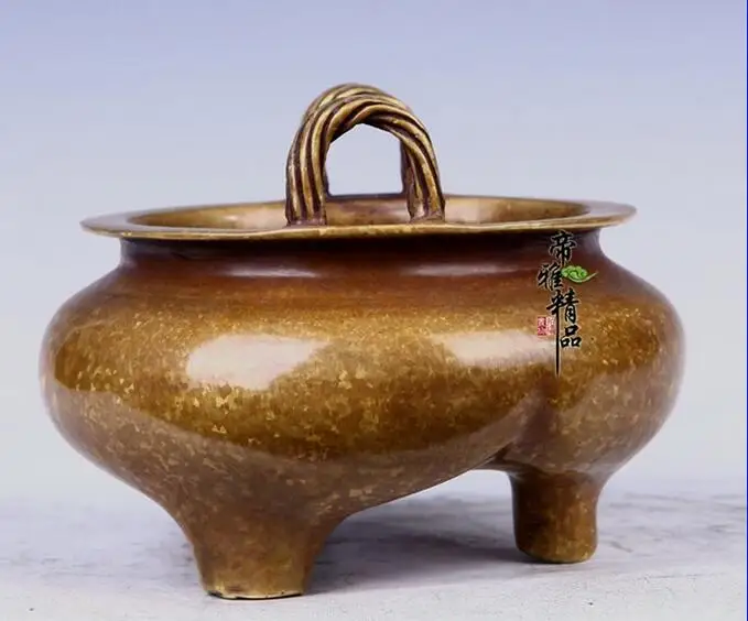 Chinese Palace Royal Bronze Copper Gild Three Feet Two Ear Incense Burner Censer | Дом и сад