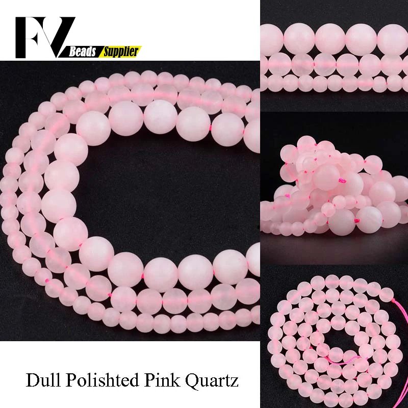 

Dull Polished Rose Pink Quartz Crystal Round Beads Natural Stone Gem Beads For Jewelry Making 6 8 10mm Ball Jewelry Accessories