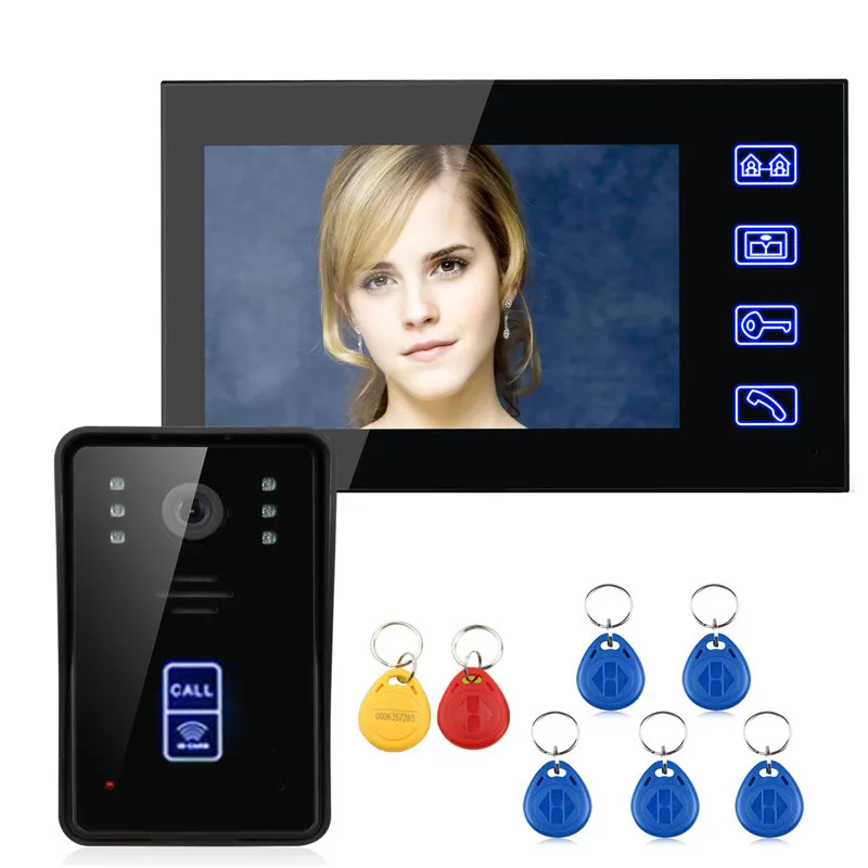 

7" Touch Key LCD Video Door Phone Video Intercom IR Camera