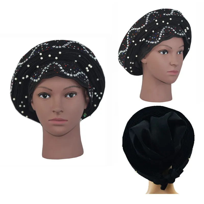 Высокое качество Aso Oke Gele Headtie нигерийские традиционные свадебные бусины 022 Auto