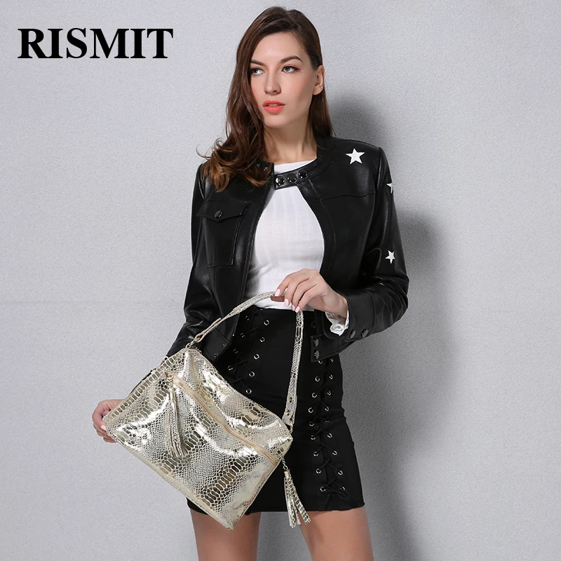 RISMIT adies Сумки из натуральной кожи женская сумка мессенджер с кисточками через