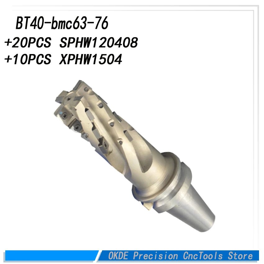 

30pcs carbide insert BT40 63mm shell cutter head bt40-bmc63-76 handle whole can insert blade numerical control milling cutter