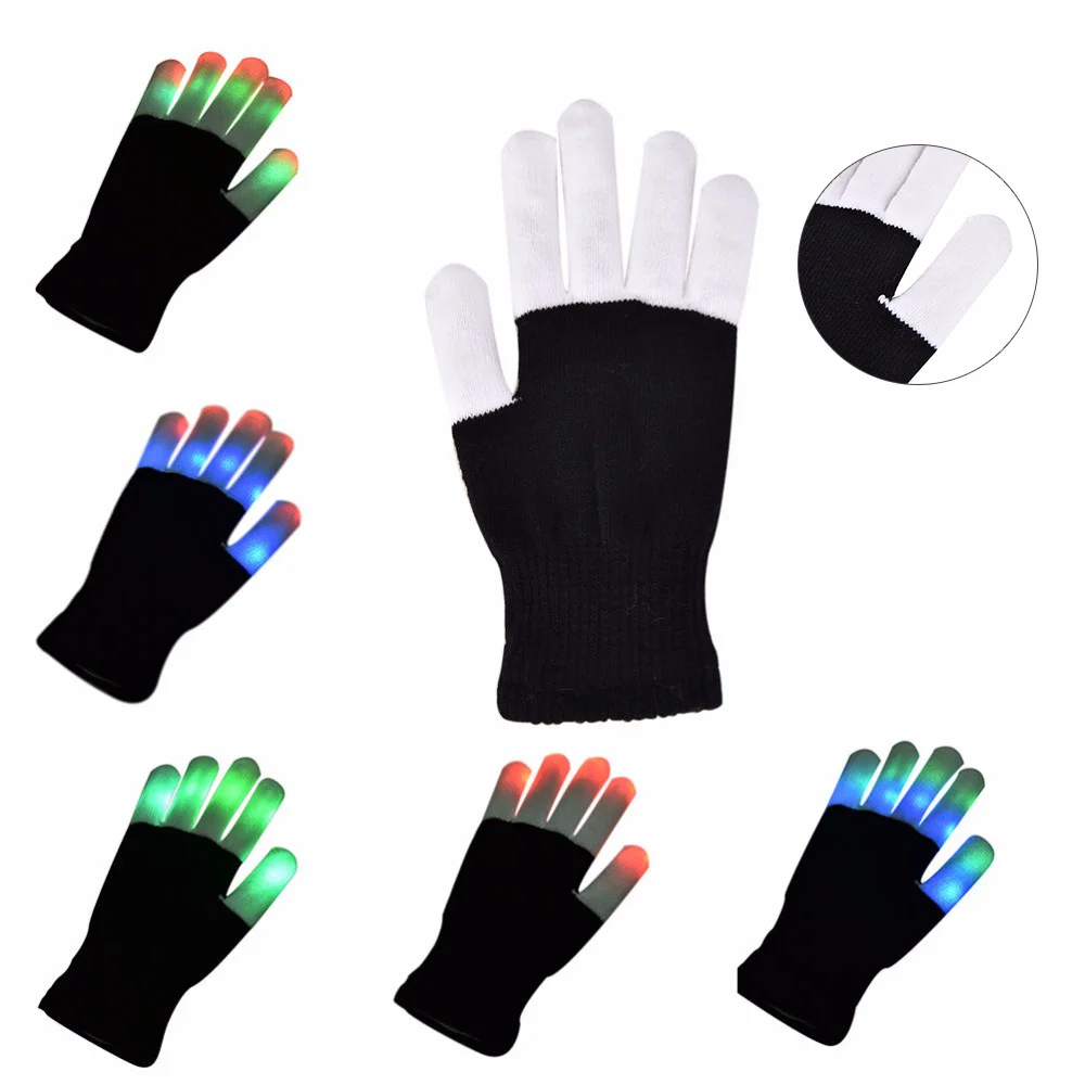 Светящиеся перчатки со светодиодной подсветильник кой 1 шт. с мигающим пальцем