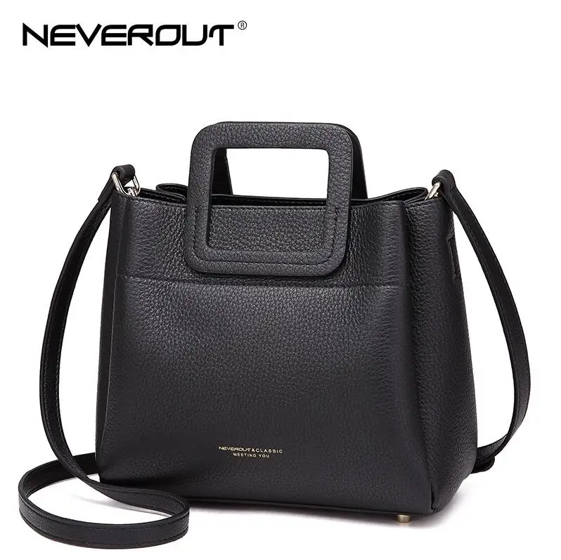 black NEVEROUT 4 цвета Маленькая Сумочка Высокое качество Натуральная кожа Брендовая женская сумка сумки, платья Стиль тоут женские сумки на плечо - Цвет: black