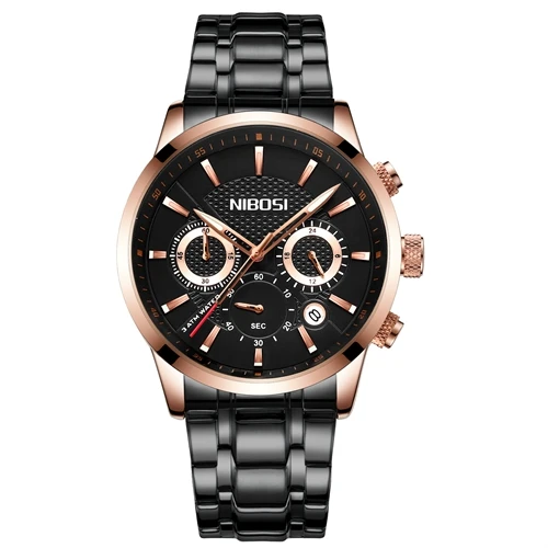 NIBOSI Relogio Masculino мужские s часы лучший бренд класса люкс Розовое сталь кварцевые часы мужские повседневные спортивные хронограф наручные часы Montre - Цвет: E