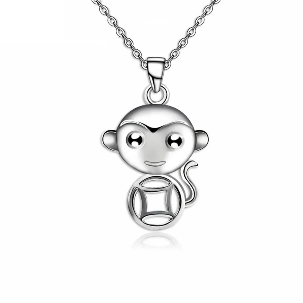 Фото 100% Silver 925 Jewelry Sterling Necklace for Women Cute Coin Monkey Pendant girls Украшения и аксессуары 100% Silver 925 Jewelry Sterling Necklace for Women Cute Coin Monkey Pendant girls Украшения и аксессуары