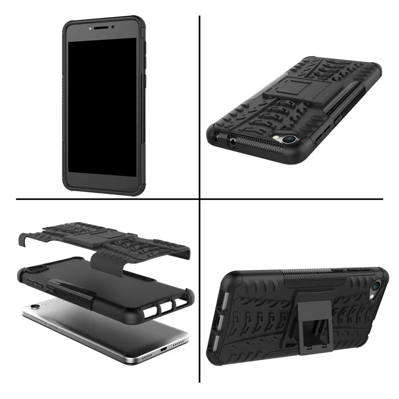 Shockproof Armor Holder Case For Alcatel A3 U5 A5 LED Soft TPU + Hard PC Stand Back Cover Pop 4 Plus 4S Shell |