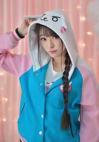 Аниме игра OW милый D.VA унисекс синий костюм для косплея пальто толстовка куртка
