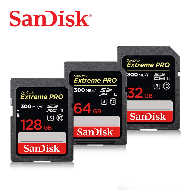 

Original SanDisk Extreme Ultra High Speed 32GB 64GB SD cardClass10 300M / s U3 SDHC SDXC UHS-II 128GB Memory Card for Camera