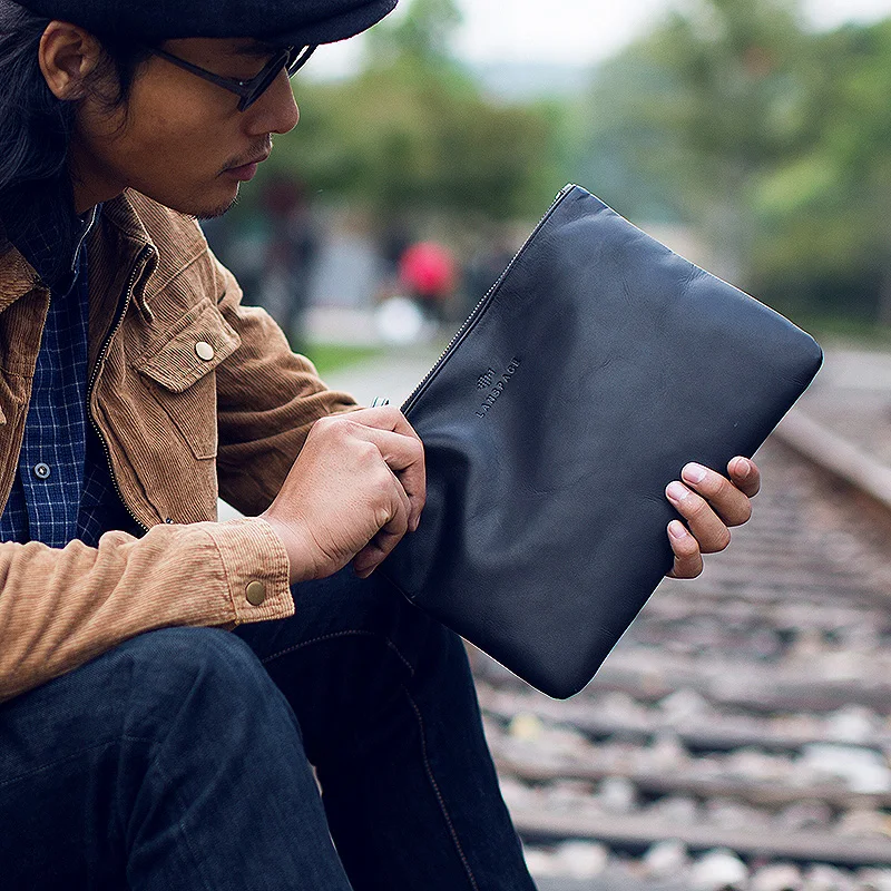 LANSPACE кожаная мужская сумка брендовые кошельки держатели модная для ipad|brands leather man