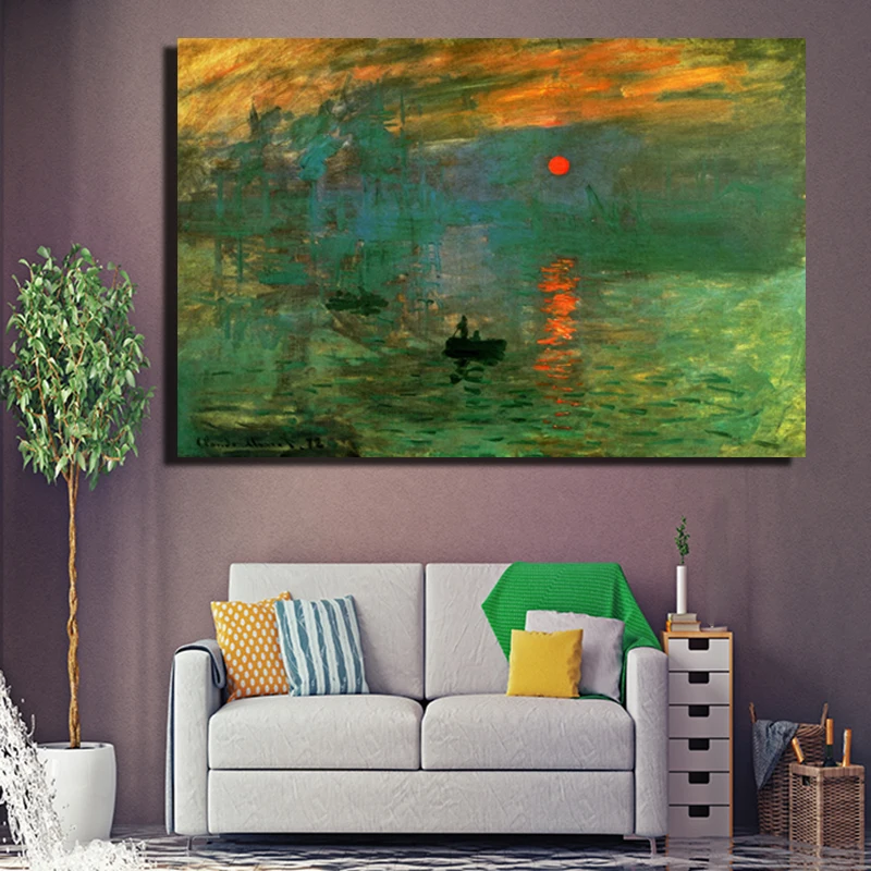 Impression Sunrise Monet известные картины репродукции живопись Плакаты для гостиной стены