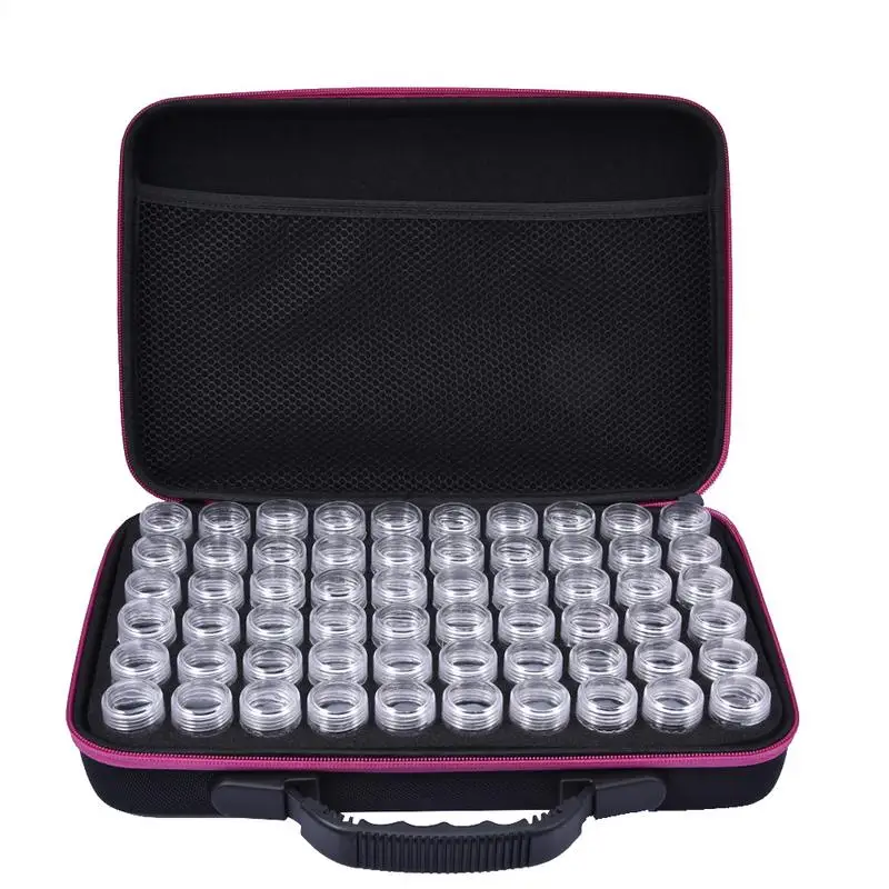 Hot Pink 60 слотов многофункциональная сумка для хранения эфирных масел переносная дорожная бутылка для эфирных масел пластиковая коробка для хранения бусин - Цвет: Hot Pink