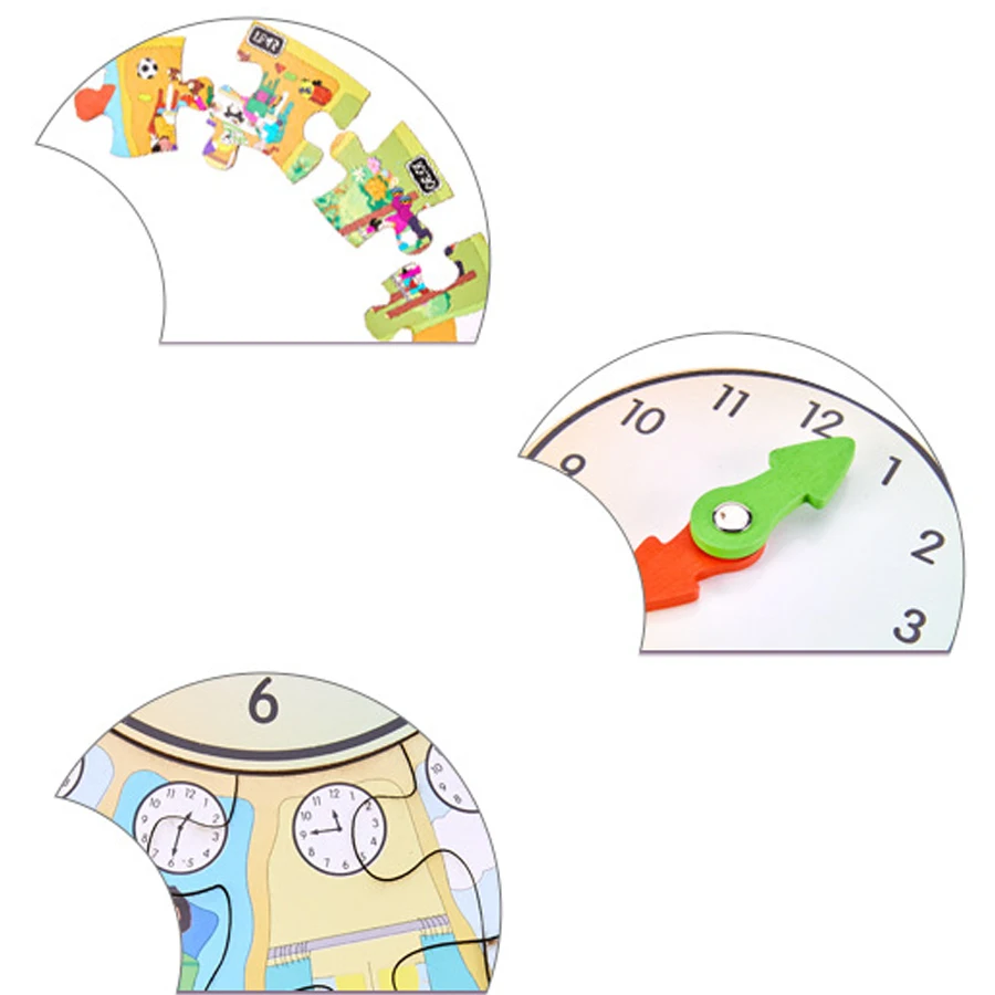 Обучающая головоломка с часами для детей обучающая Монтессори деревянные