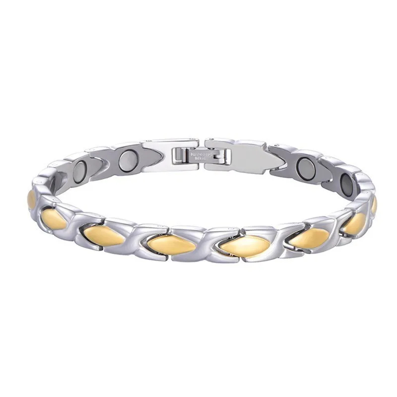 

NHGBFT Stainless Steel Magnet Bracelets Bangle for Women Mens Health Care Germanium Bracelets Male Jewelry