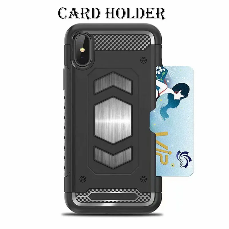 2 In 1 Magnetic Car Mount Armor Case for iPhone X XR XS Max Card Holder 6 6s 7 8 Plus Shockproof Coque Capa |