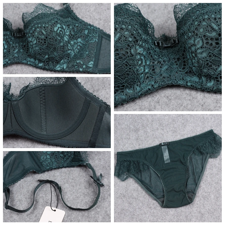 Комплект кружевного нижнего белья из бюстгальтера и трусиков с ресницами