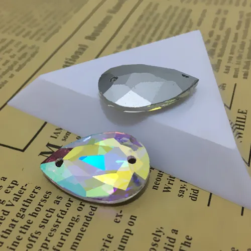 10x14 мм кристалл AB 、 lemony капли Стразы для шитья заостренный обратно пришить бусину