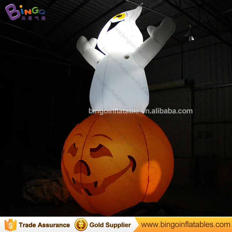 

Free Shipping Halloween decoration inflatable ghost and pumpkin replicas 5 Meters high air blown Led lighting inflatables toy