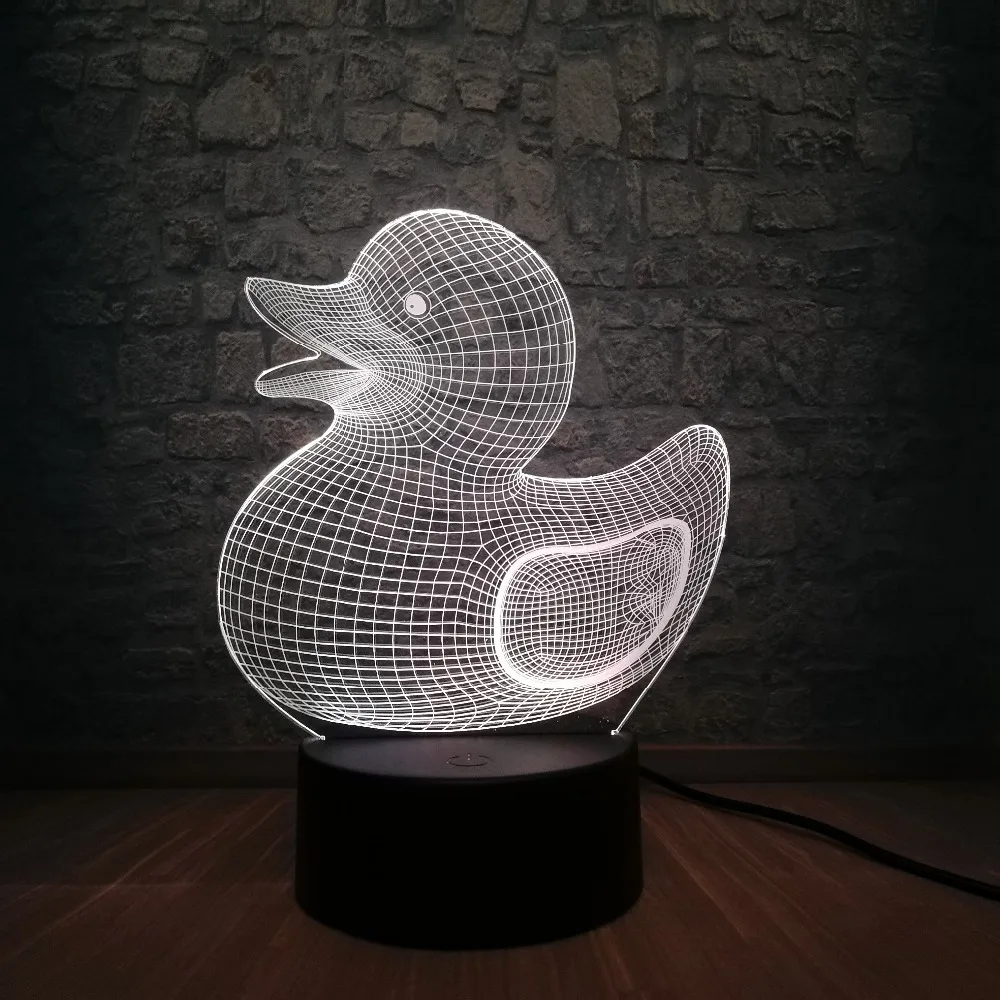 Милый кавайный животный Желтая Утка 3D USB СВЕТОДИОДНЫЙ светильник креативные