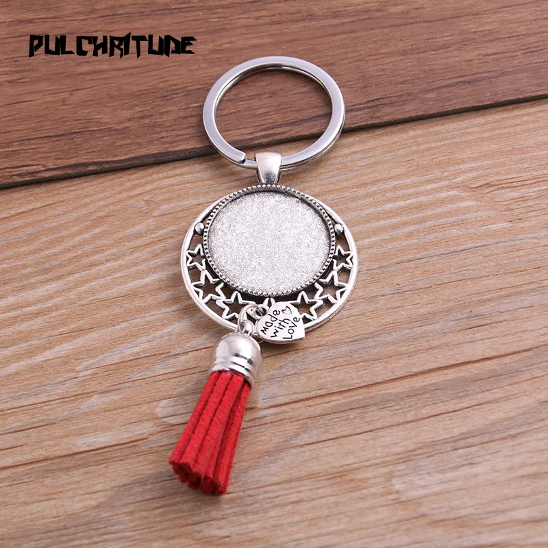 PULCHRITUDE 1 шт. металлические 9 цветов кисточки брелоки цепи Filligree подходят круглый 25 мм серебряный Кабошон логотип кулон Diy Ювелирные изделия P6795