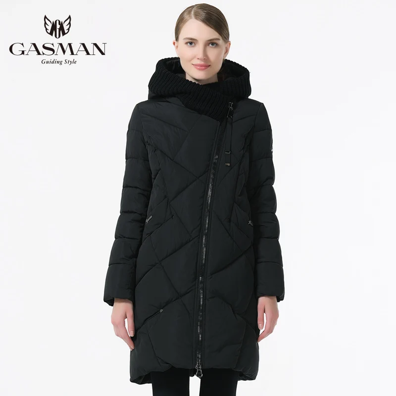 701black GASMAN Теплая Женская Куртка Средней Длинны открытое теплое пальто большой размер Модный Женский Пуховик с Капюшоном свободного покроя 5XL 6XL Одежда для женщин Высокого Качества - Цвет: 701black