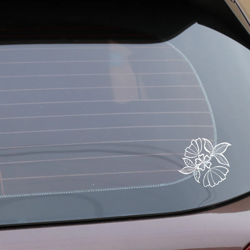 

YJZT 16.7CM*15.4CM Flower Creative Design And Decoration Car Sticker Vinyl Decal Black/Silver C23-0741