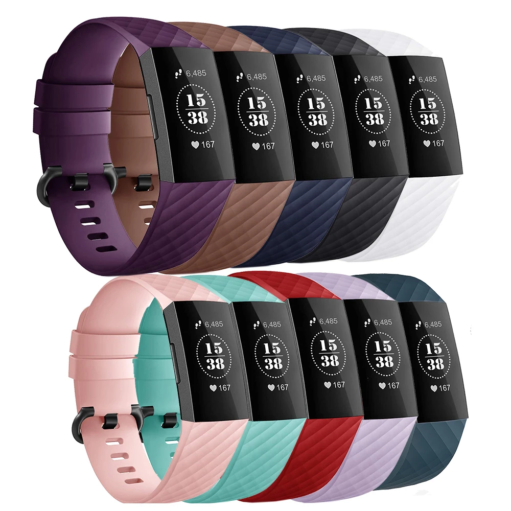 Ремешок силиконовый для умных часов Fitbit Charge 3 мягкий сменный Браслет разные цвета