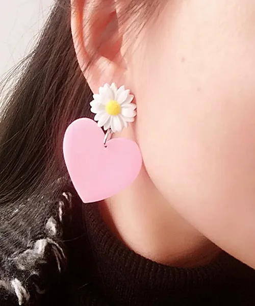 Acrylic boucles d'oreilles ethnique fashion jewelry for cute girl dasiy and heart earrings | Украшения и аксессуары